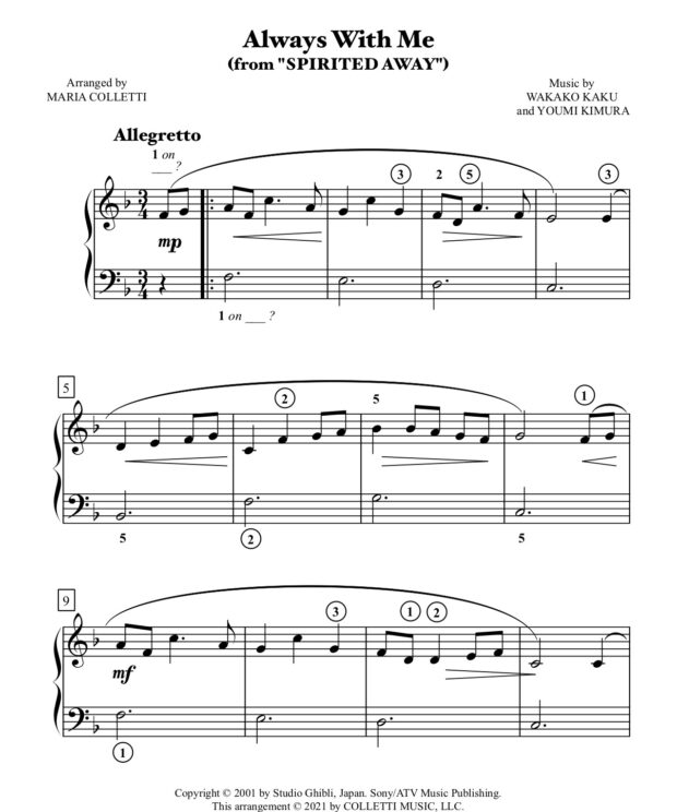 Always With Me (from Spirited Away) Level 2 Piano