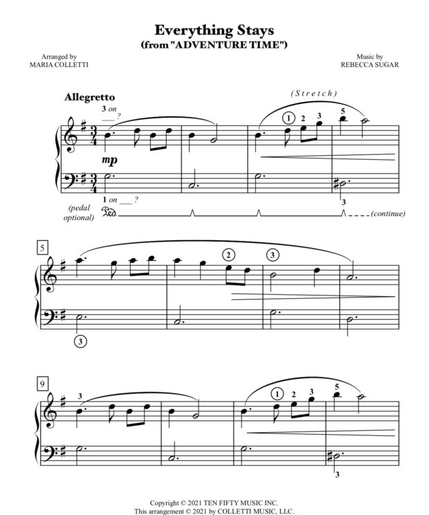 Everything Stays (from ADVENTURE TIME) Level 2 Piano