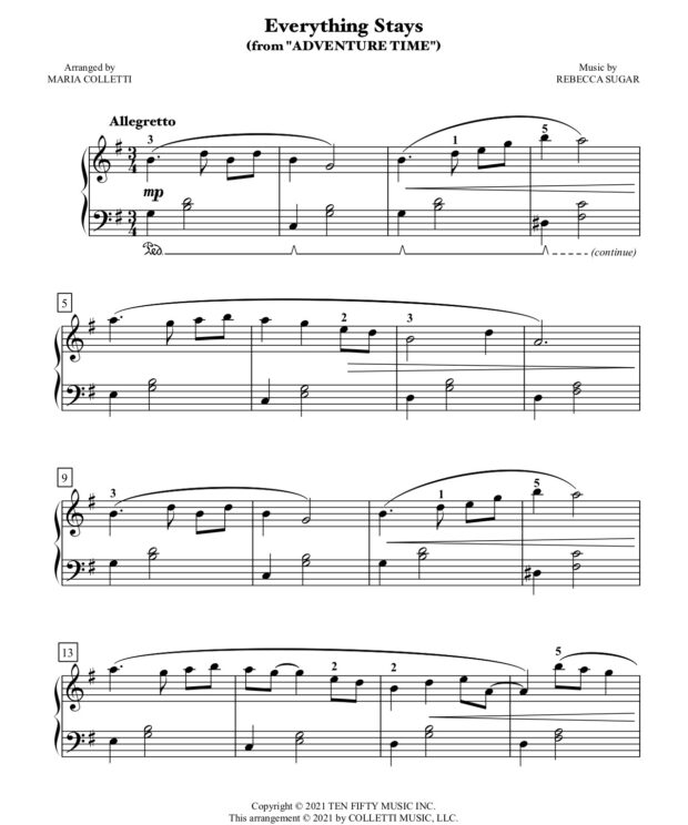 Everything Stays (from ADVENTURE TIME) Level 4 Piano