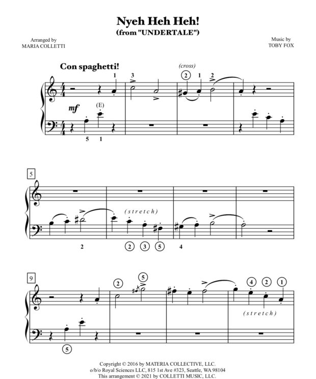 Nyeh Heh Heh! (from UNDERTALE) Level 2 Piano Sheet Music