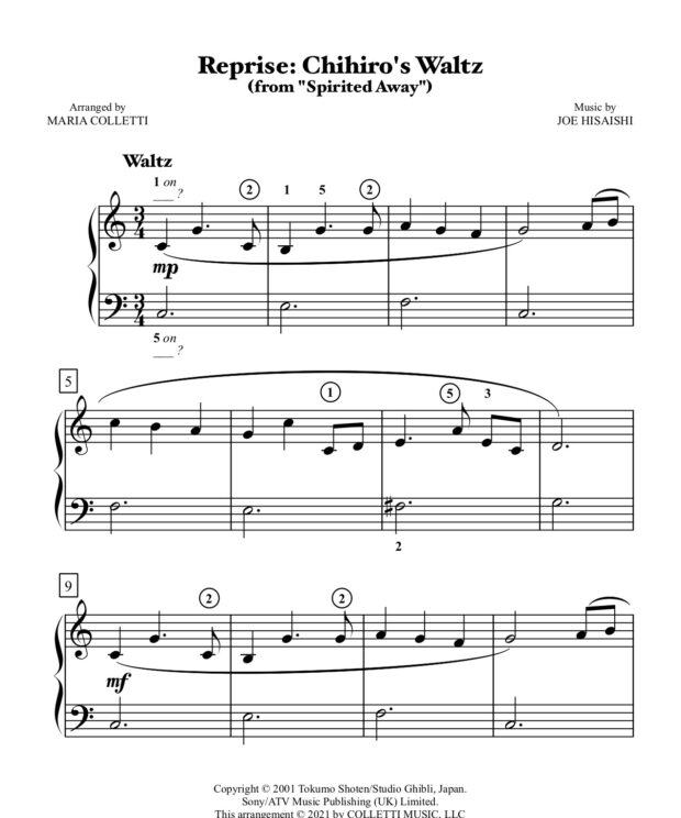 Reprise Chihiro's Waltz (from Spirited Away) - Level 2 Piano