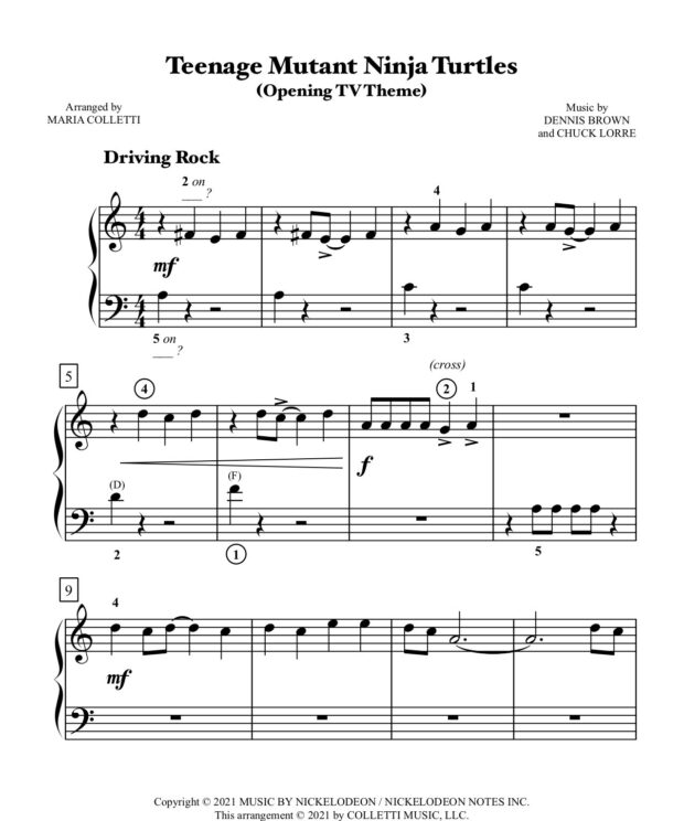 Teenage Mutant Ninja Turtles - Level 1 Piano Sheet music
