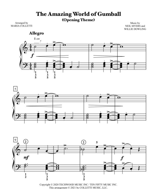 The Amazing World of Gumball (Opening Theme) - Level 2 Piano sheet music