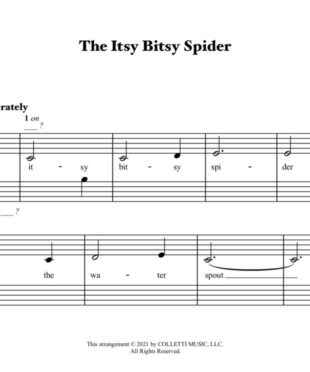 The Itsy Bitsy Spider - Primer Level Piano Sheet Music