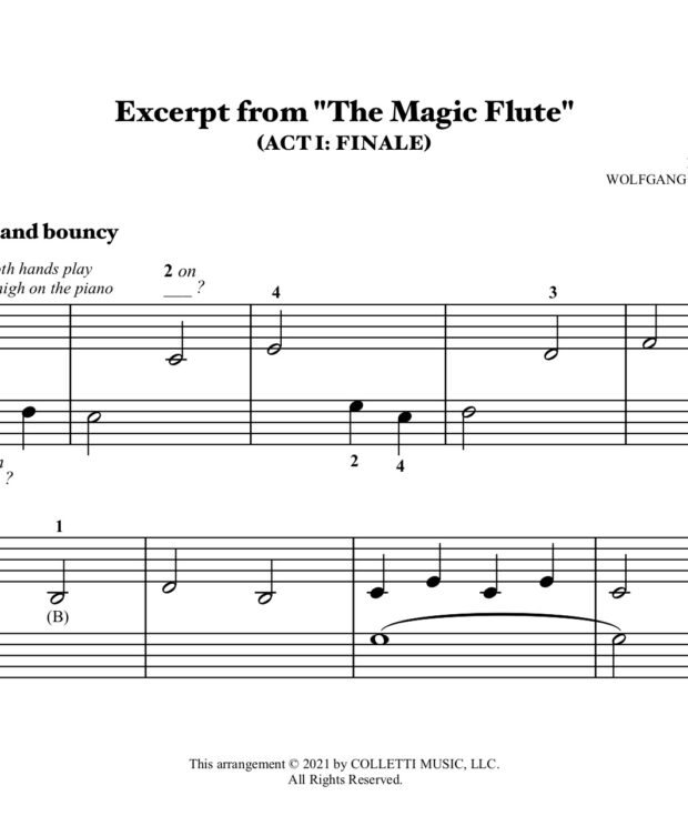 Excerpt from The Magic Flute - Primer Level Piano Sheet Music