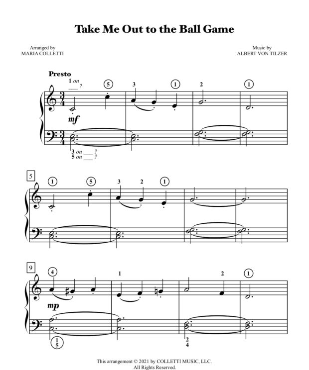 Take Me Out to the Ball Game - Level 2 Piano Sheet Music