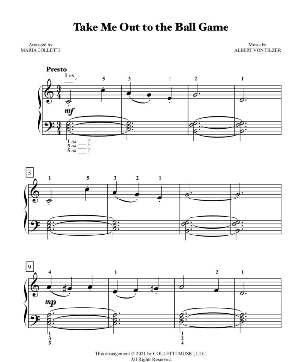 Take Me Out to the Ball Game - Level 3 Piano Sheet Music